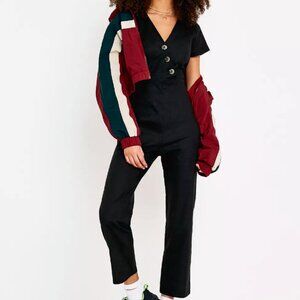 URBAN OUTFITTERS - UO Karen Surplice Linen Jumpsuit in Black